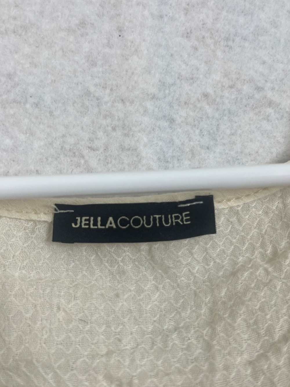 Jella Couture Cream Boho Embroidered Blouse 3/4 Sleeve Textured Top Size Medium - Picture 3 of 7